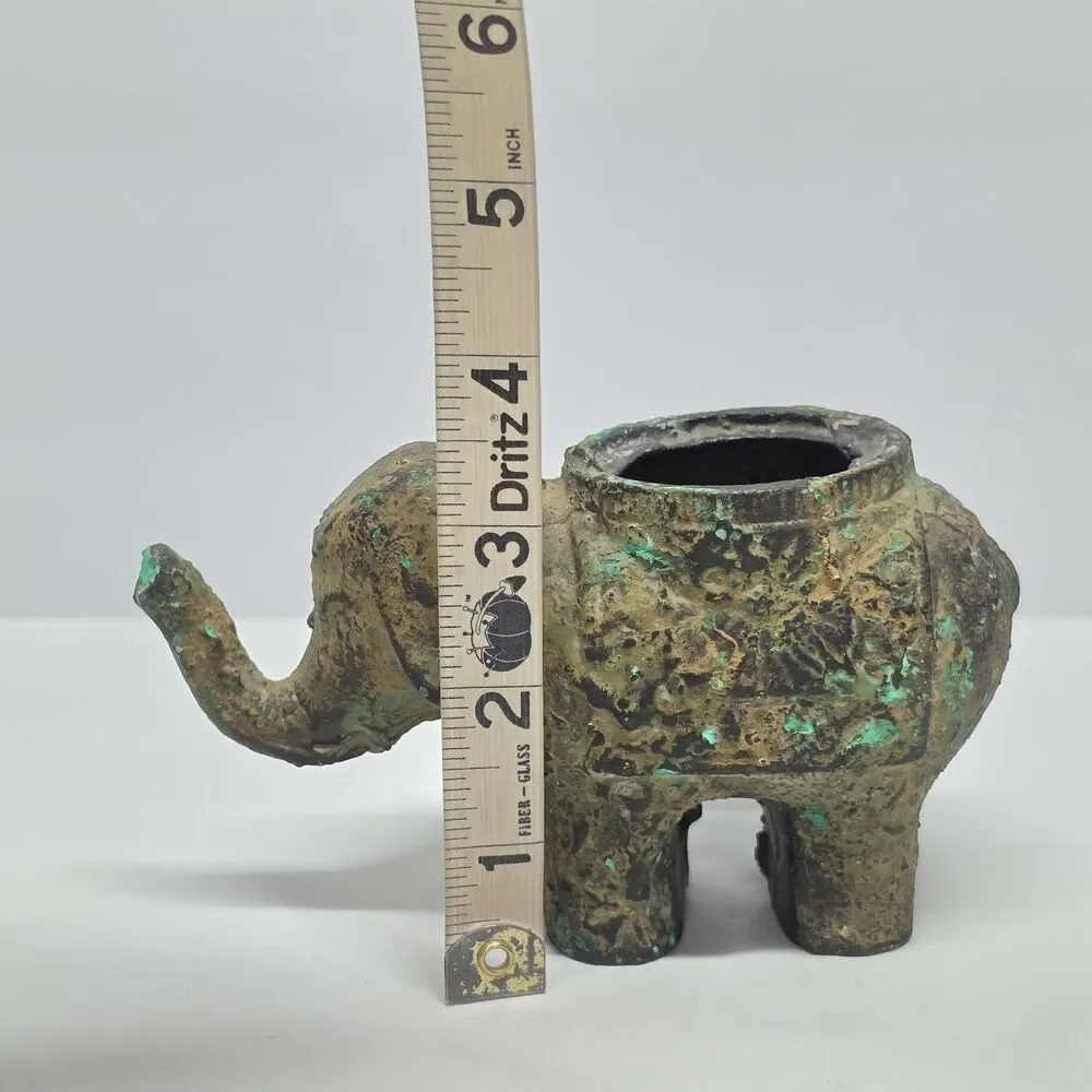 Antique Japan Bronze Gold Gilt Good Luck Elephant Incense Censer Patina NO LID!
